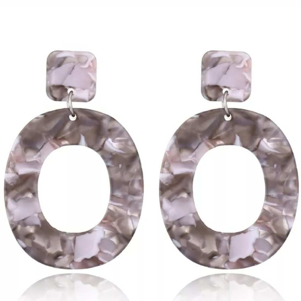 Acrylic Circle Drop Dangle Earrings - Picture 1 of 3